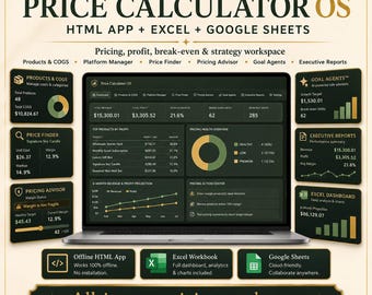 Product Pricing and Profit Calculator | Cost, Margin, Wholesale & Break-Even Tool for Sellers | HTML App with Branded Excel Export