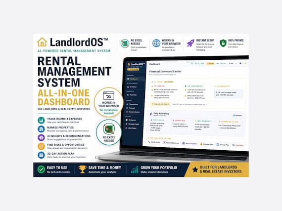 Rental Property Dashboard | Landlord Income Tracker | All-in-One Management System | Real Estate Dashboard