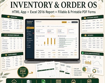 Inventory & Order Management OS Bundle | Stock, Sales, Purchase Order Tracker, Reorder Planner | Export Excel, GS, Printable - Fillable PDFs