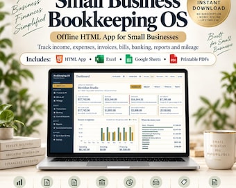 Small Business Bookkeeping OS | Offline Double Entry Accounting App | Invoices, Bills, P&L, Balance Sheet, Excel, Self Employed