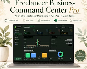 Paquete de aplicaciones empresariales para autónomos: CRM, facturación y gastos con exportación a Excel y PDF personalizada / Panel de control e informes / Descarga instantánea