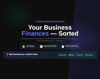 Hoja de cálculo financiera para autónomos / Ingresos de clientes, facturas y estimación de impuestos (Excel/Hojas de cálculo de Google)
