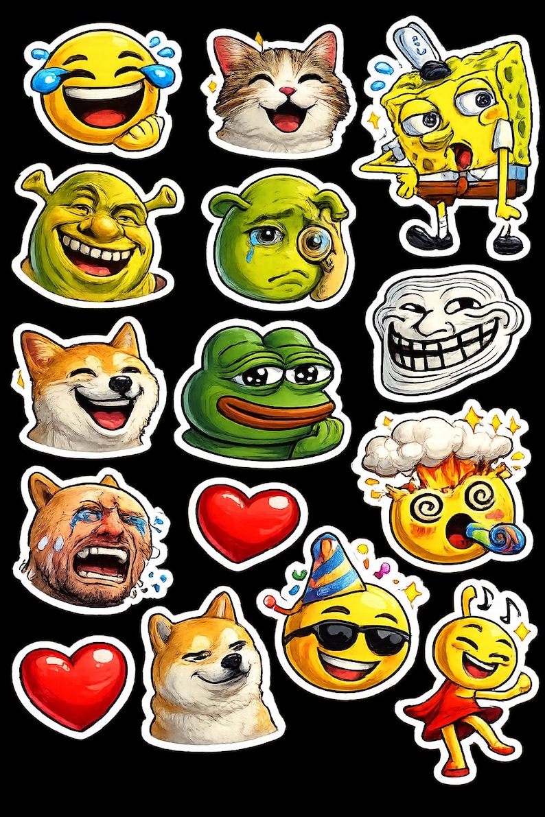 67 Funny Meme Sticker Pack | Viral Reactions, Cheems, Pikachu (digital ...