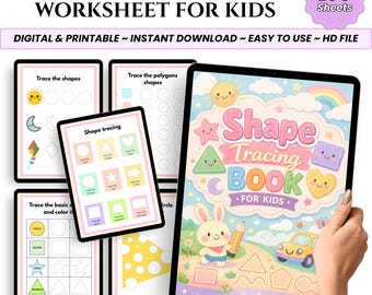 Shape Tracing Worksheets Printable | Preschool Learning Activities | Instant Download PDF