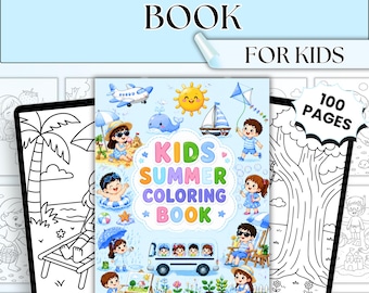 Kids Summer Coloring Book | 100 Vacation Activity Pages (Digital PDF)