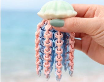 Gelenk Qualle Spielzeug | Flexibles 3D gedrucktes Schreibtischtier, Ozeankreatur