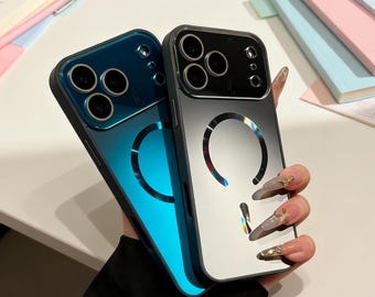 Funda magnética mate brillante para iPhone 17-13 Pro Max, compatible con carga inalámbrica.