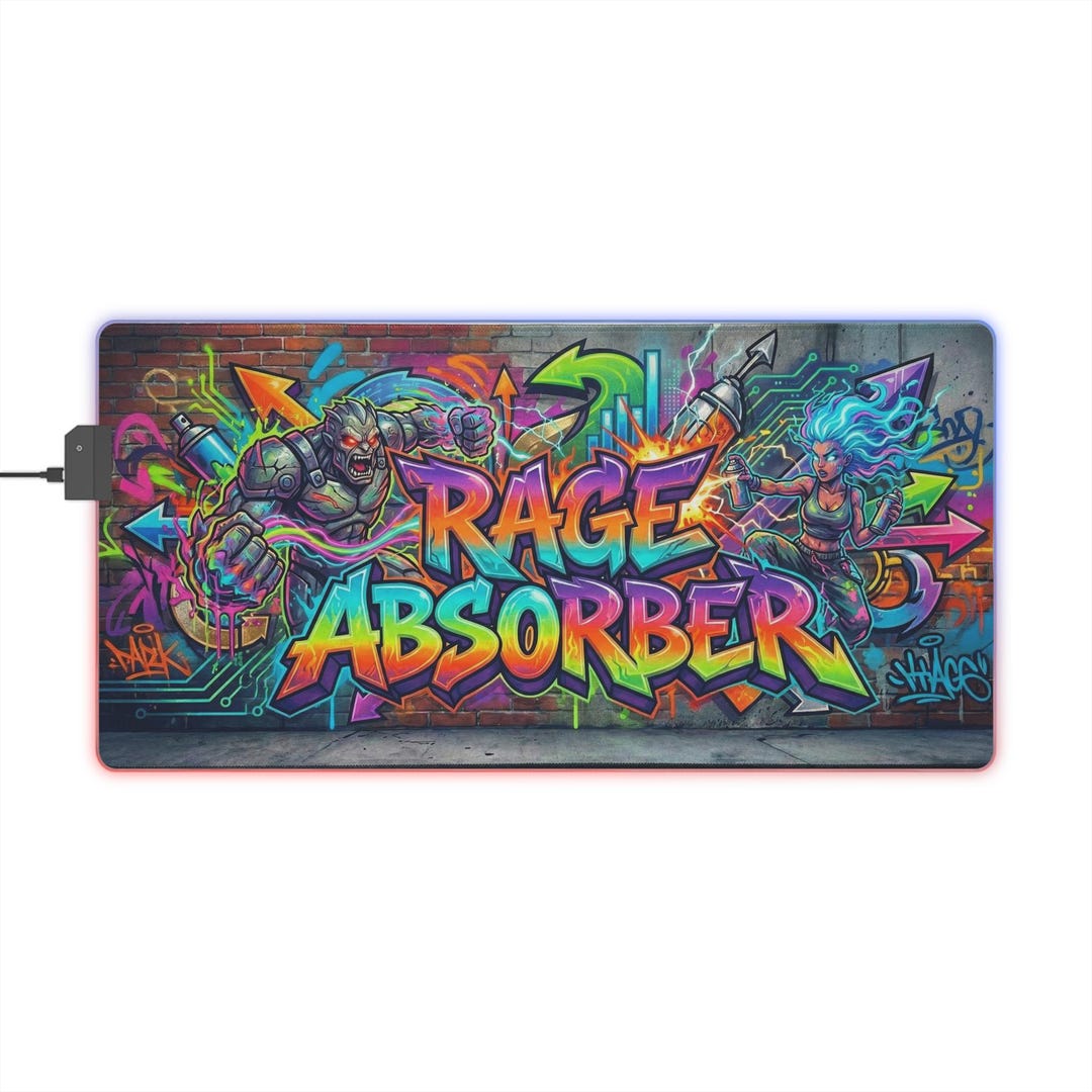 Mouse Rage Rage Absorber Graffiti LED Gaming Mouse Pad | RGB Desk Mat - Etsy