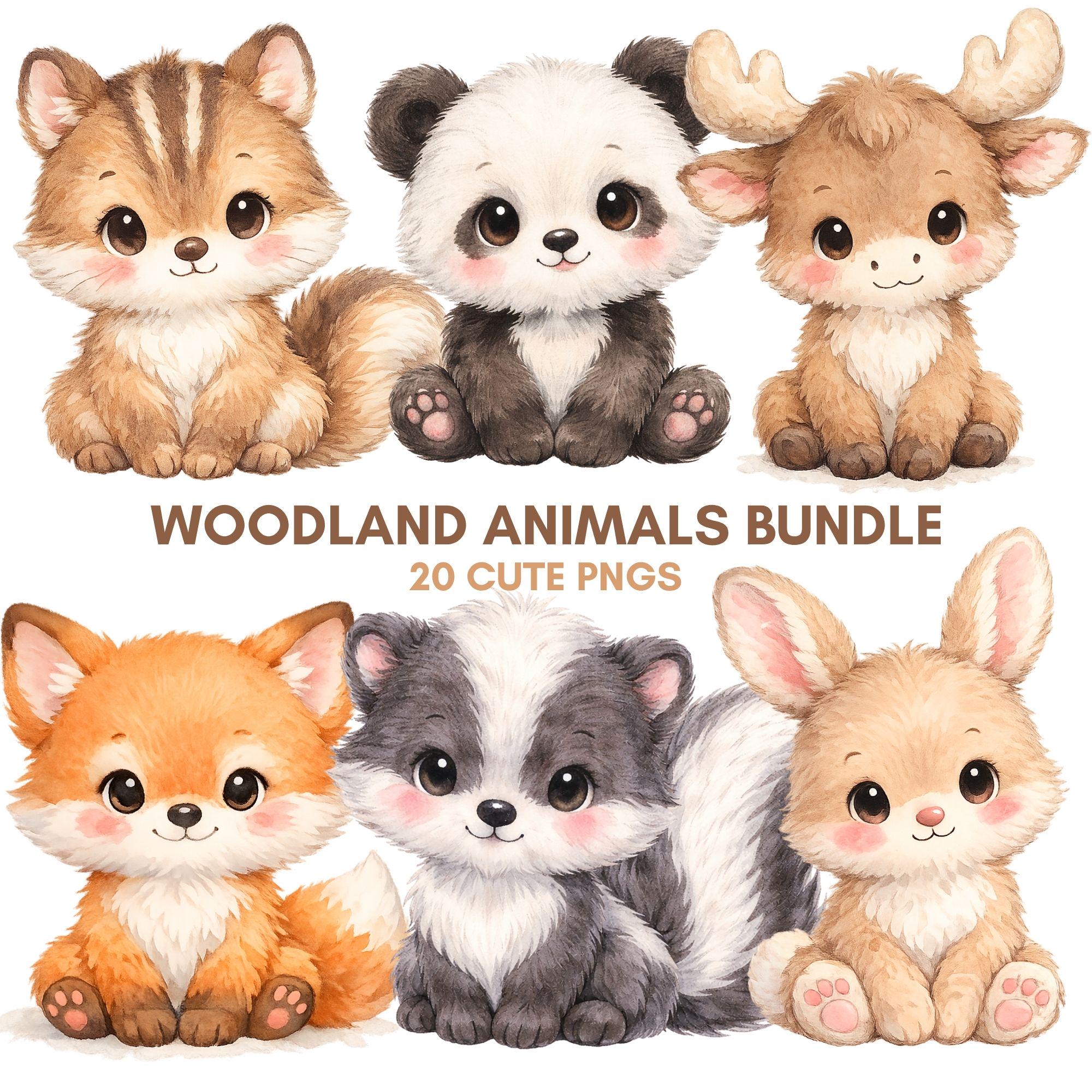 Woodland Animals PNG Watercolor Clipart Forest Animal Bundle Download
