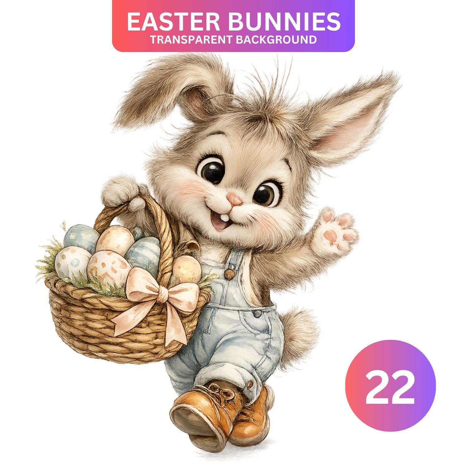 Rabbit Easter Egg Clipart Bundle PNG, Bunny Art, Spring Illustration Pack