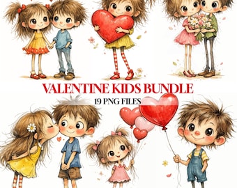 Watercolor Valentine Couple Illustrations | Love Clipart PNG Bundle 19 Files | 300 DPI Transparent Background