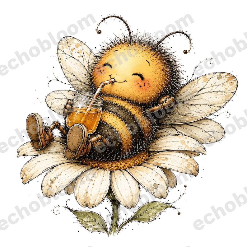 Bee Clipart Bundle | Whimsical Illustrations for Kids | 26 PNG + JPG ...