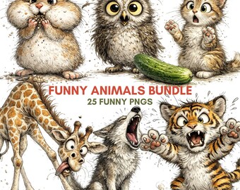 Watercolor Animal PNG Bundle | 25 Transparent Files | 300 DPI Sublimation Sticker Graphics Commercial Use