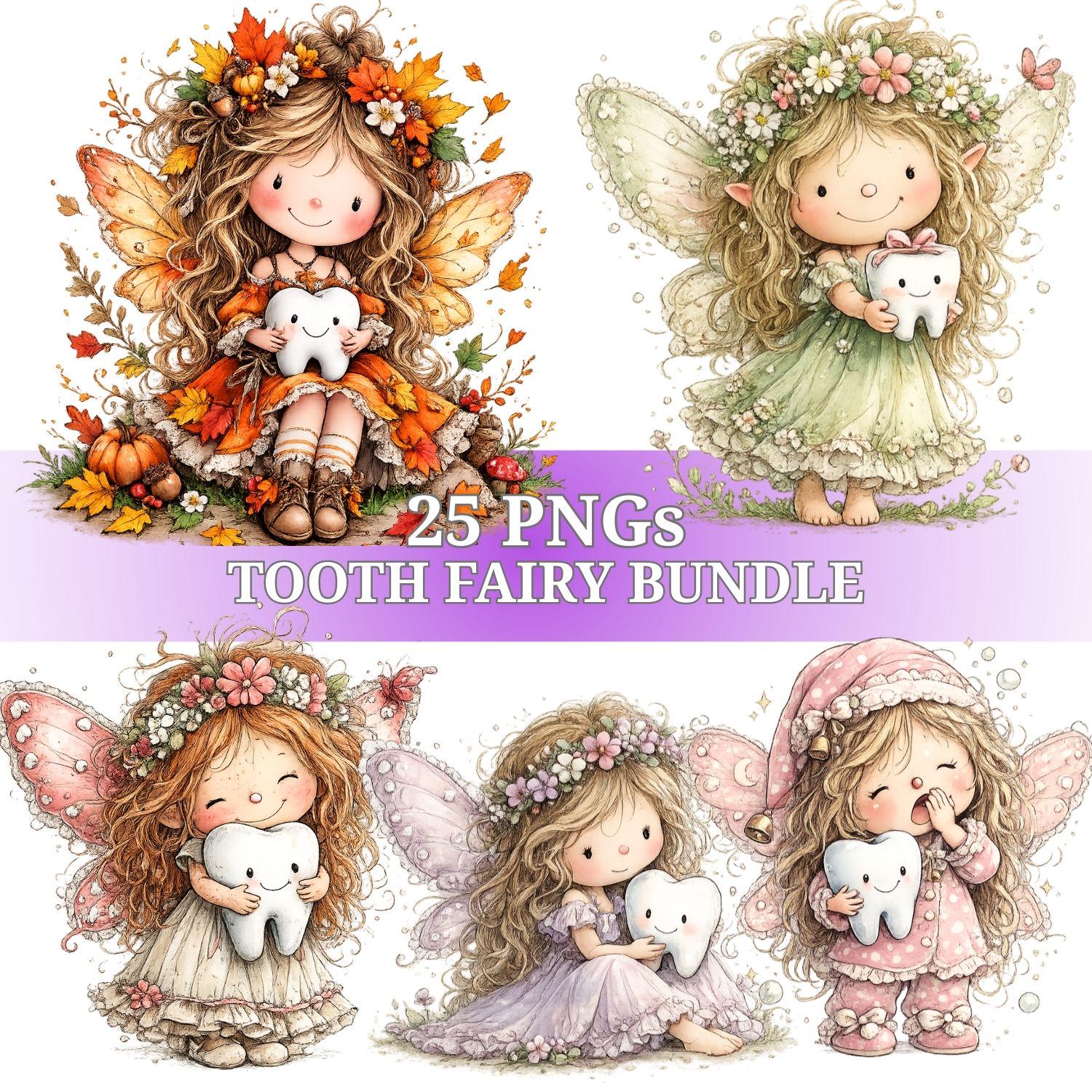 Tooth Fairy PNG Bundle: Watercolor Fairy Clipart, Dental Graphics (Digital Download)