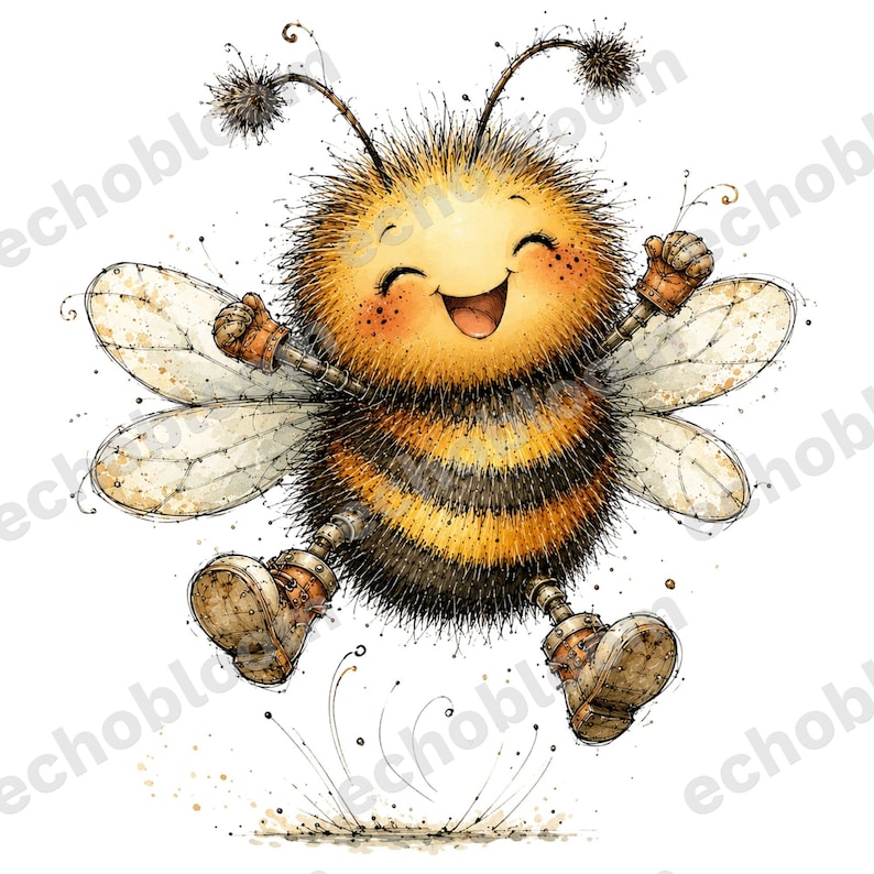 Bee Clipart Bundle | Whimsical Illustrations for Kids | 26 PNG + JPG ...