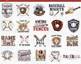 Baseball SVG PNG Bundle, Baseball Mom Clipart Pack, Game Day Baseball Designs, Play Ball Graphics, Sublimation PNGs JPGs SVGs