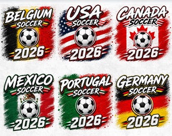 World Cup 2026 SVG Bundle, Country Soccer PNG, Football Flag Sublimation, Usa Mexico Canada Germany Clipart, Sports Shirt Design, Cricut DIY