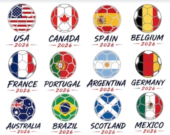 Football SVG Bundle PNG, Soccer Ball Flags 2026, World Cup Team Designs, Country Ball Graphics, Sublimation Files, WOrld Cup 2026