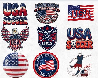 USA Soccer Svg Bundle, America Football , United States Flag Clipart, Patriotic Sports Emblem, US Fan Shirt Design, Cricut Silhouette DIY