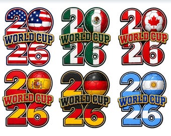 World Cup 2026 Svg Png Bundle, Soccer PNG Clipart, Football Flag Designs, USA Mexico Canada Soccer SVG, Sports Clipart Bundle