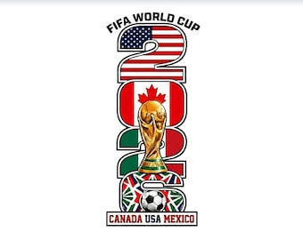 World Cup 2026 PNG SVG, USA Canada Mexico Soccer Design, Vertical 2026 Typography, Football Trophy Graphic, Fan Shirt Design, Fifa World Cup