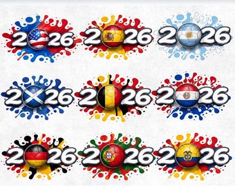 World Cup 2026 SVG Bundle, Country Soccer Designs, Football PNG, International Flags Clipart, Sports Graphics, Fan Shirt Design, FIFA Design