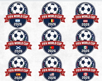 WM 2026 SVG Bundle, Fußball Abzeichen Clipart, Logos der Fußballmannschaft PNG SVG, Country Fußball Designs, Sublimationsdateien