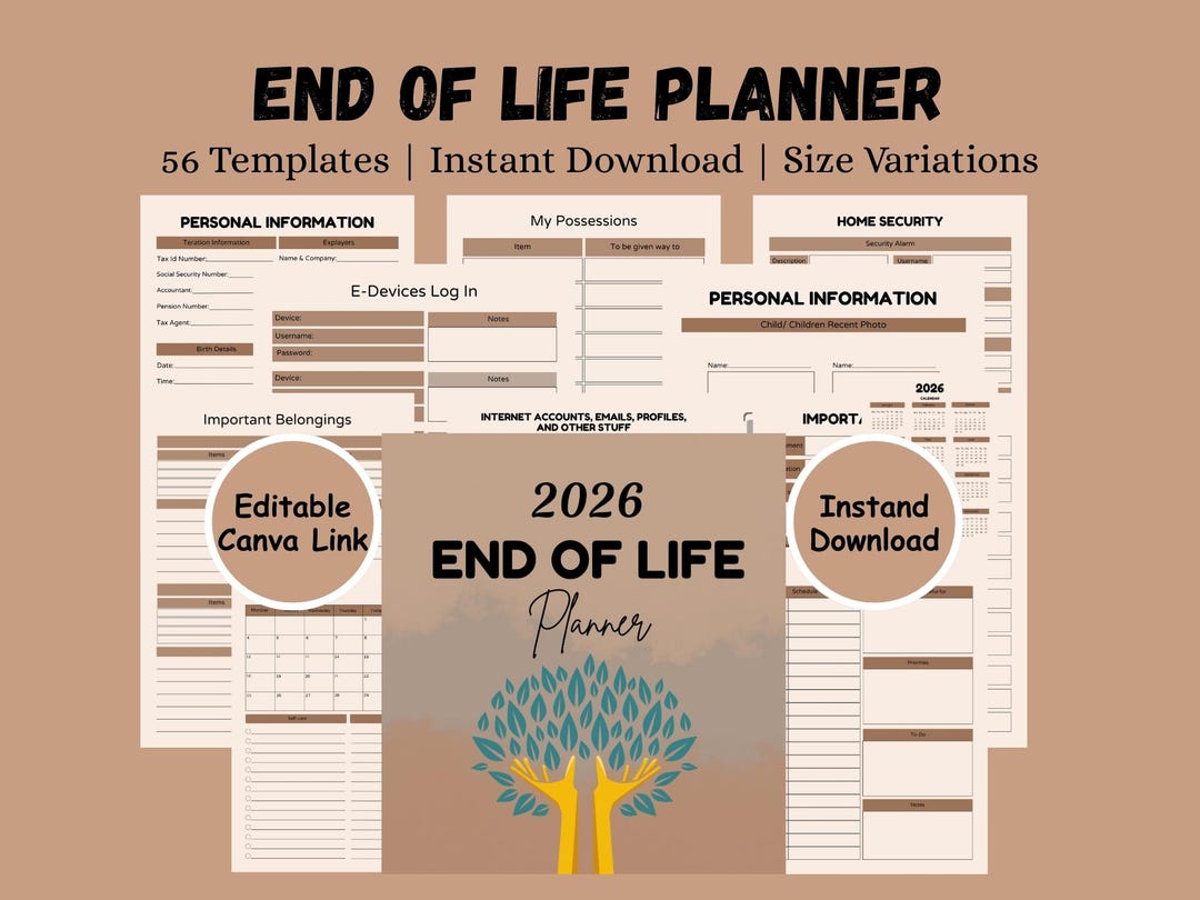End of Life Planner Printable PDF | Emergency Binder | Funeral Planner ...