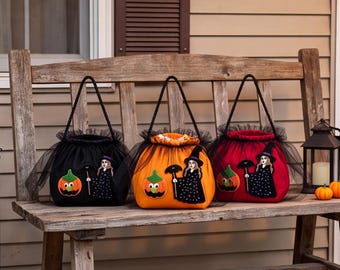 Halloween-Süßigkeitentasche, Hexen- und Kürbis-Süßigkeitentasche, gruselig-süßes Kostümaccessoire