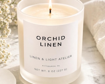 Orchid Linen | Luxury Soy Candle | Clean Linen Candle | Spa Candle | Minimalist Gift