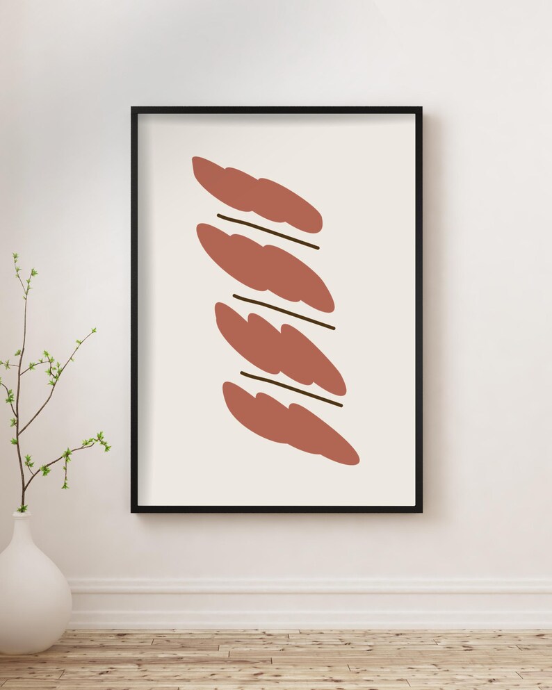 Terracotta Abstract Wall Art Print, Organic Shapes Pattern Style Art ...