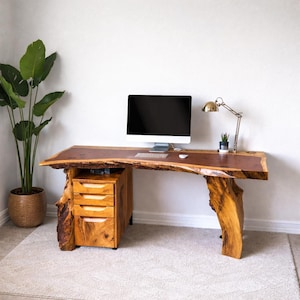 Live Edge Holz Schreibtisch Massivholz Bürotisch Rustikaler Moderner Schreibtisch Handgemachter Naturholz Computer Schreibtisch