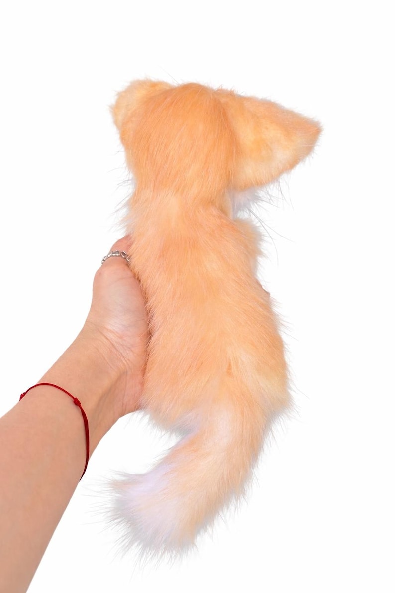 Handmade Faux Fur Fennec Fox Doll, Realistic Desert Animal Art Toy (20cm) image 4