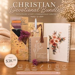 Christian Devotional Gift Box for Women | Bible Study Bundle | Faith Journal, Bookmark, Pen & Annotation Tabs | Christian Self Care Gift