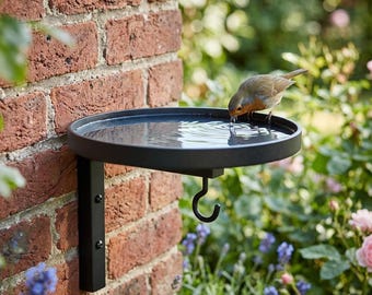 Comedero metálico de pared para pájaros con gancho para colgar, comedero para pájaros silvestres de exterior, estación de alimentación para pájaros de pared para jardín.