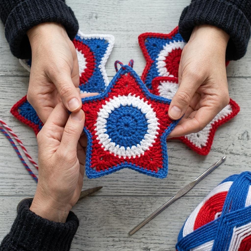 Easy Crochet Star Pattern | Patriotic 5 Point Star Ornament (PDF ...