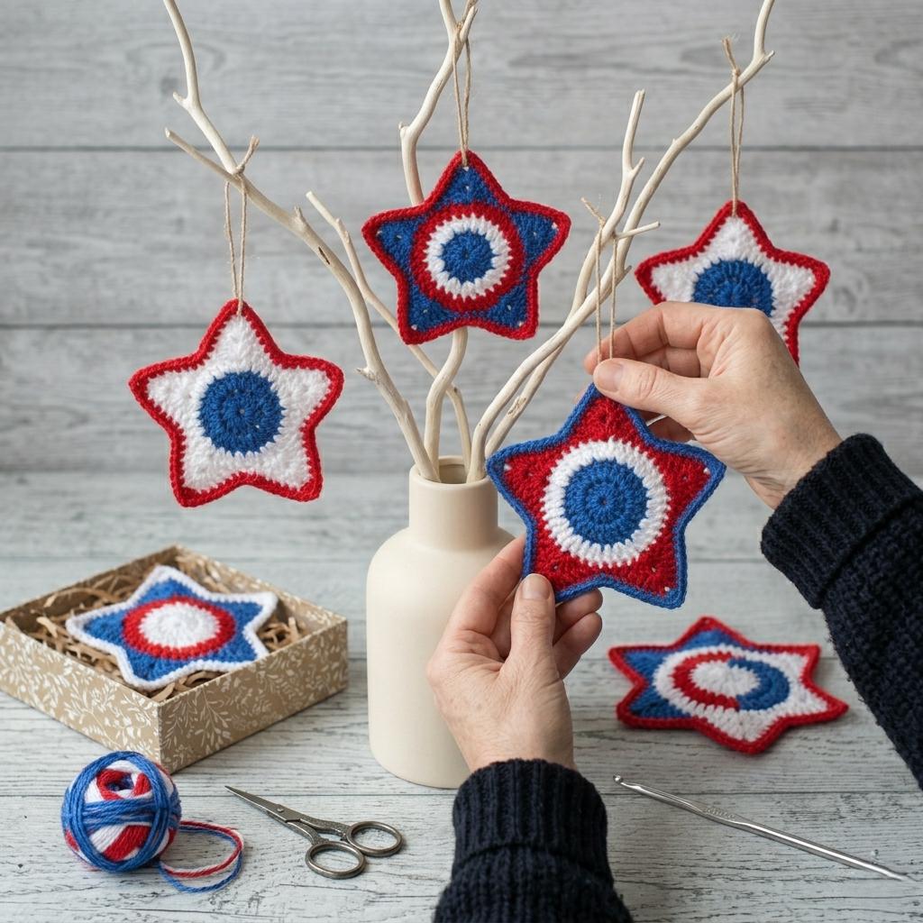 Easy Crochet Star Pattern | Patriotic 5 Point Star Ornament (PDF ...