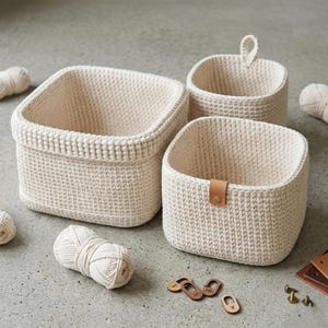 Patrón de cesta de crochet para principiantes, tamaños modernos (descarga en PDF)