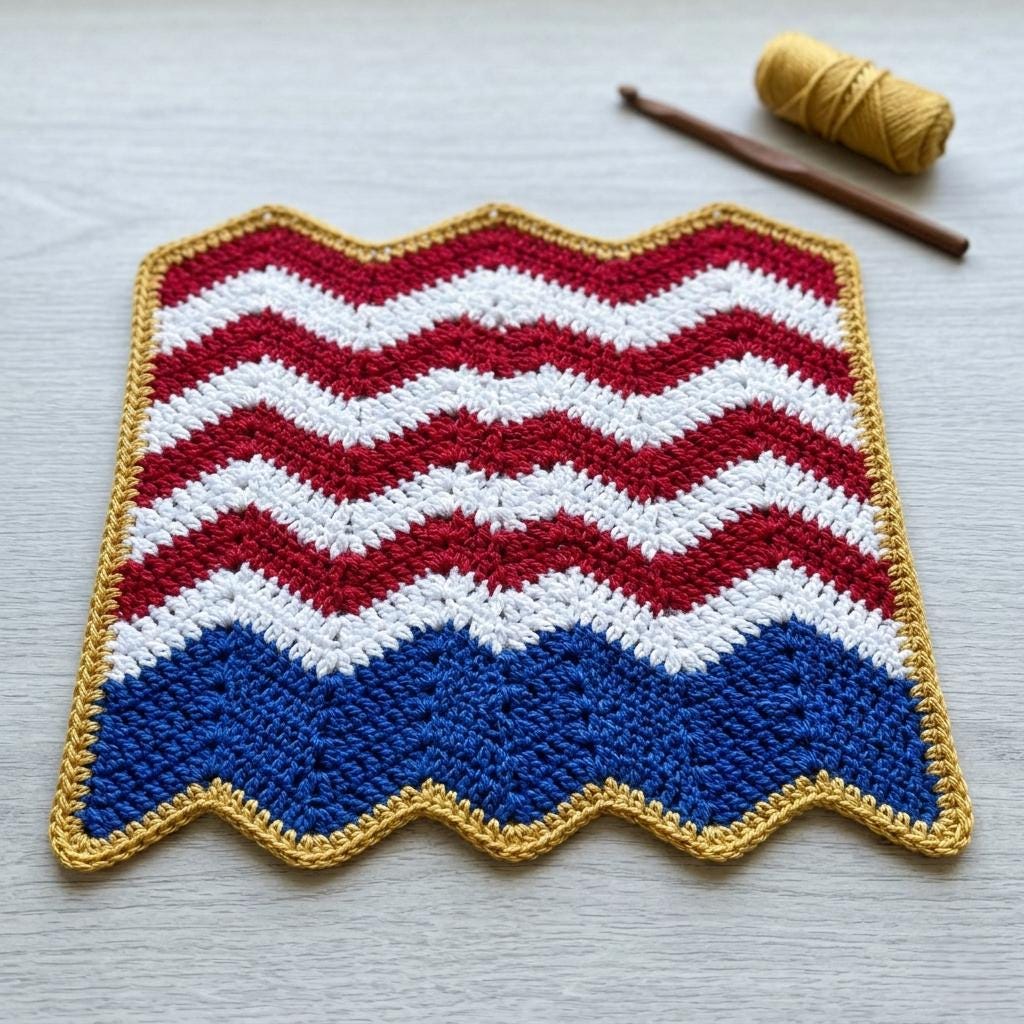 30 American Flag Crochet Patterns to Show Your Patriotic Style 24 Chevron American Flag Washcloth or Doily Crochet Pattern