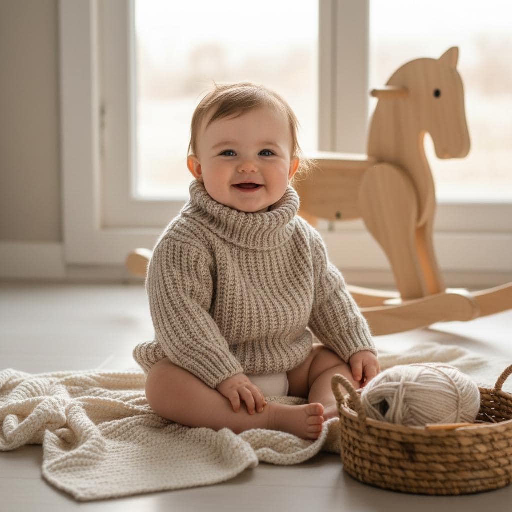40 Turtleneck Crochet Patterns for Cozy Layers, Modern Pullovers, and Textured Necklines 32 Modern Ribbed Baby Sweater Crochet
