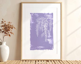Japanese Wisteria Fuji Wall Art Print, Lavender Floral Digital Download, Zen Botanical Printable Wall Art, Asian Spring Flower Home Decor
