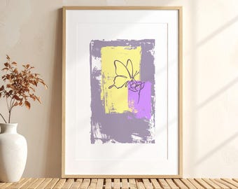 Japanese Butterfly Wall Art, Chō Butterfly Digital Download, Minimalist Brushstroke Printable Art, Japandi Home Decor