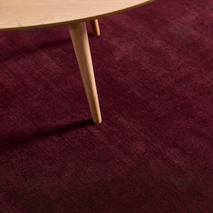 Ruby Red Handloom Wool Rug 5x8 6x9 8x10 9x12 10x14, Deep Jewel Tone Solid Area Rug with Soft Texture, Handmade Floor Rug for Elegant Rug