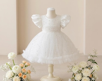 Vestido de princesa para niñas, vestido de niña de las flores para un año, vestido para fiesta de cumpleaños, vestido de tul formal para niños