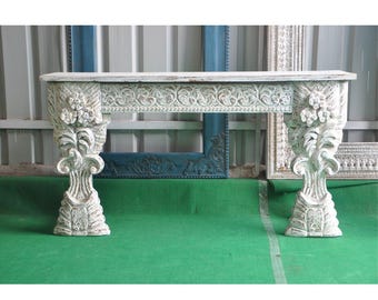 Consola de madera tallada a mano, mesa de entrada rústica, muebles artesanales, decoración de estilo granja, diseño personalizable.