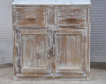 Credenza in legno di mango intagliata a mano, mobile rustico in legno per soggiorno e sala da pranzo.