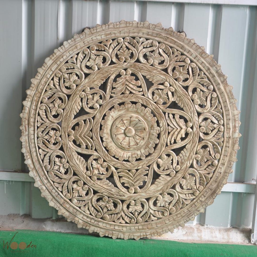 Handcarved Rustic Round Wall Art, Natural Wooden Wall Decor, Handmade ...