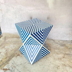 Bone Inlay End Table, Luxury Side Table, Custom Nightstand, Boho Chic Accent Furniture