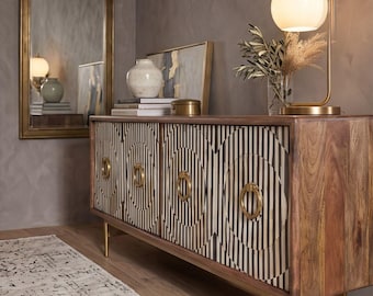 Bone Inlay Sideboard Cabinet, Storage Console, Luxury Wooden Buffet,Credenza for Living Decor
