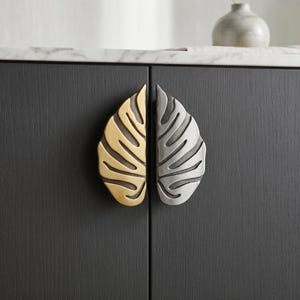 Poignées d'armoire en forme de feuille poignées de tiroir modernes or noir matériel de cuisine poignées de porte de garde-robe minimalistes poignées de meubles de luxe